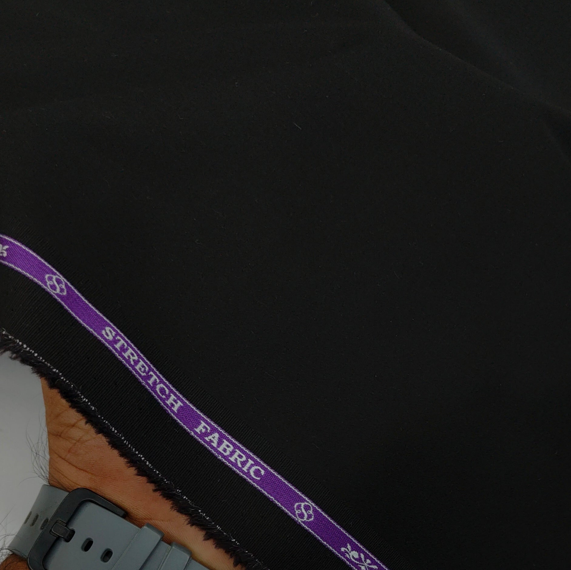 Shirt Fabric Soktas Giza Cotton Stretchable Plain Colour Black